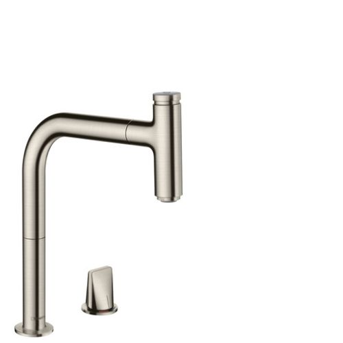 Hansgrohe-HG-2-Loch-SPTM-200-Metris-Select-M71-Ausziehauslauf-1jet-sBox-edelstahl-optik-73804800 gallery number 1